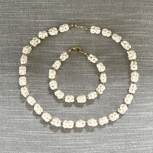 Vintage Fresh Water Cluster Pearl Choker Necklace and Bracelet Set